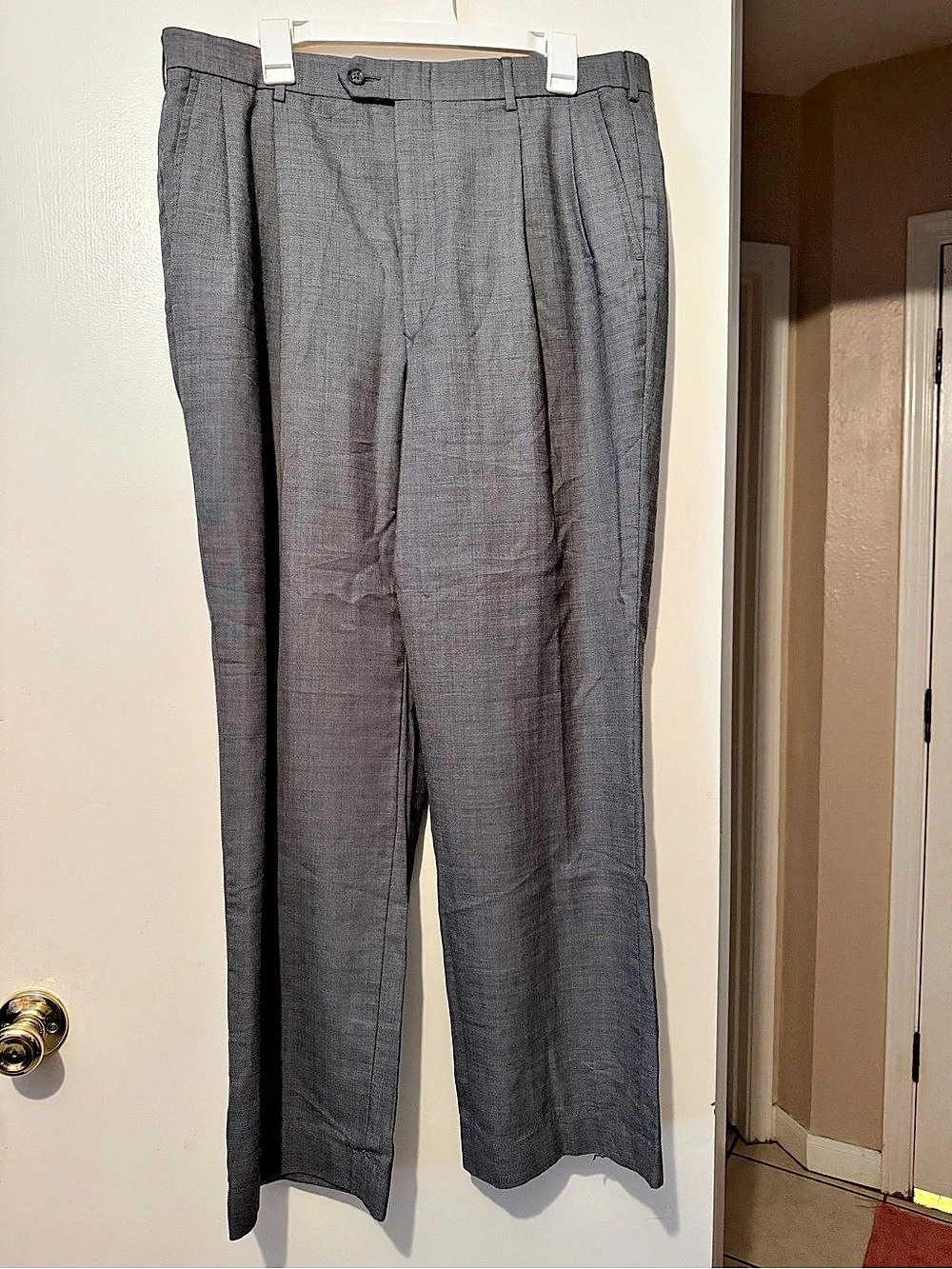 Woolmark Men's Gray Dress Pants Waist 38 Inseam 34 Polyester